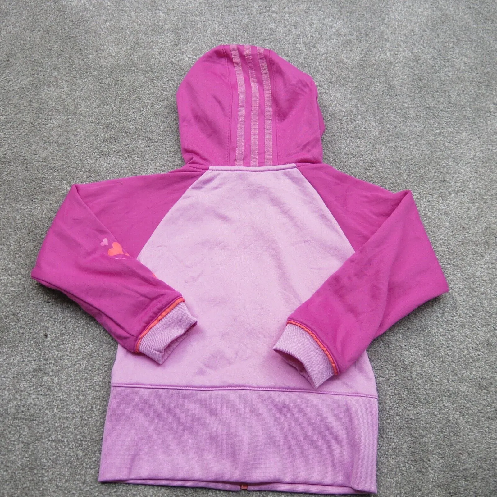 Adidas Jacket Girls Size 5 Pink Solid Long Sleeve Full Zip Up Outwear Jacket Log