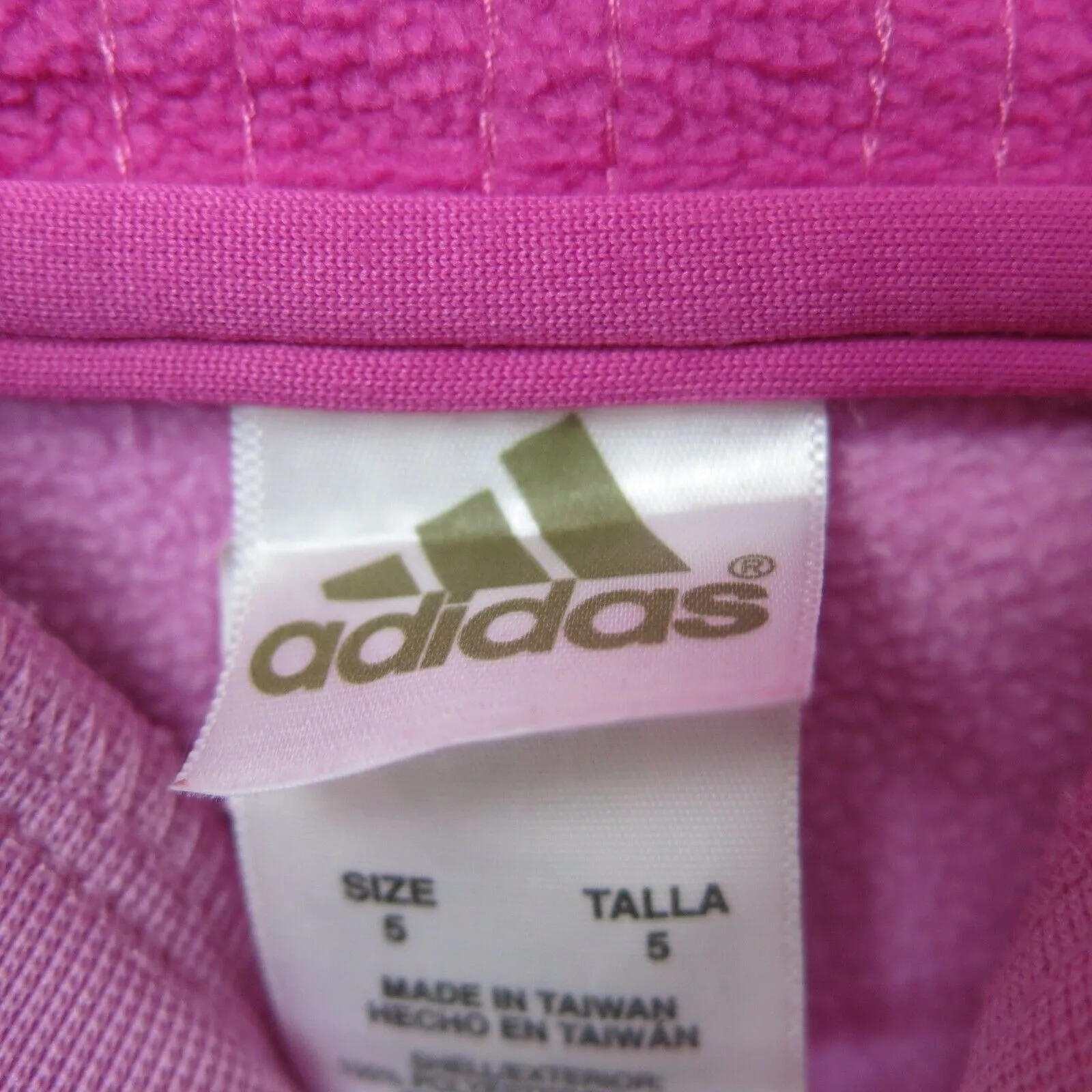 Adidas Jacket Girls Size 5 Pink Solid Long Sleeve Full Zip Up Outwear Jacket Log
