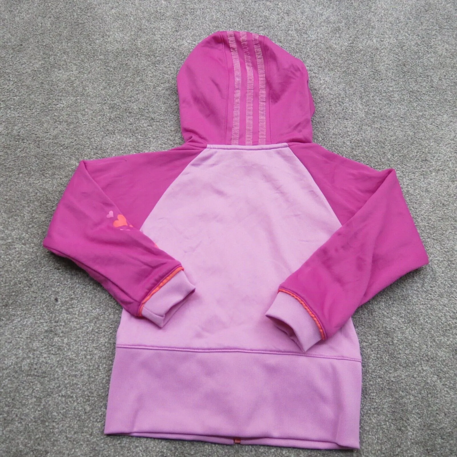 Adidas Jacket Girls Size 5 Pink Solid Long Sleeve Full Zip Up Outwear Jacket Log