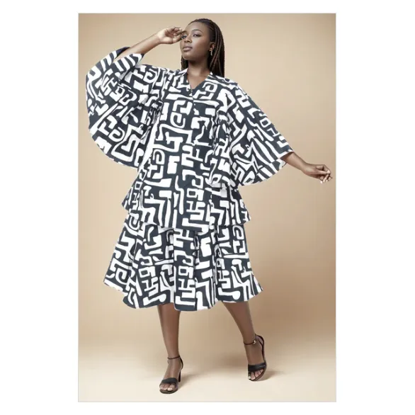Ankara Style Middi Skirt with Sash / Skirt Blouse Set