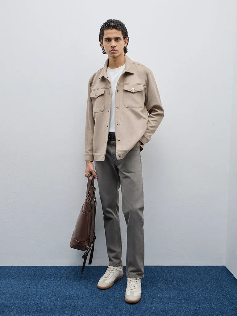 Ascot Taupe Faux-Suede Relaxed-Fit Jacket