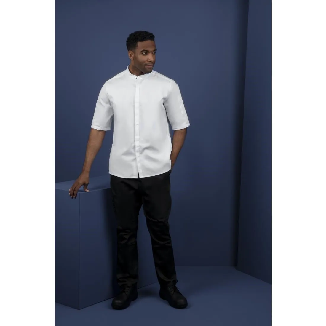 BB702-M Southside Band Collar Chefs Jacket White Size M