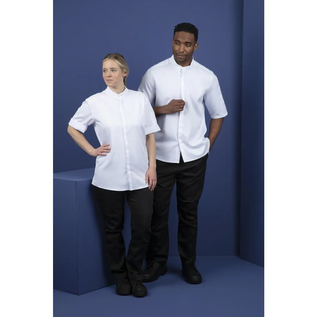 BB702-M Southside Band Collar Chefs Jacket White Size M