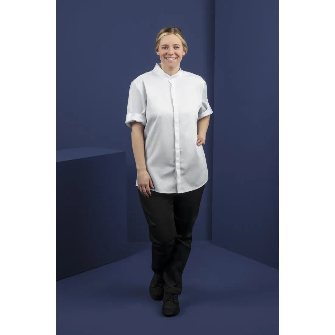 BB702-M Southside Band Collar Chefs Jacket White Size M
