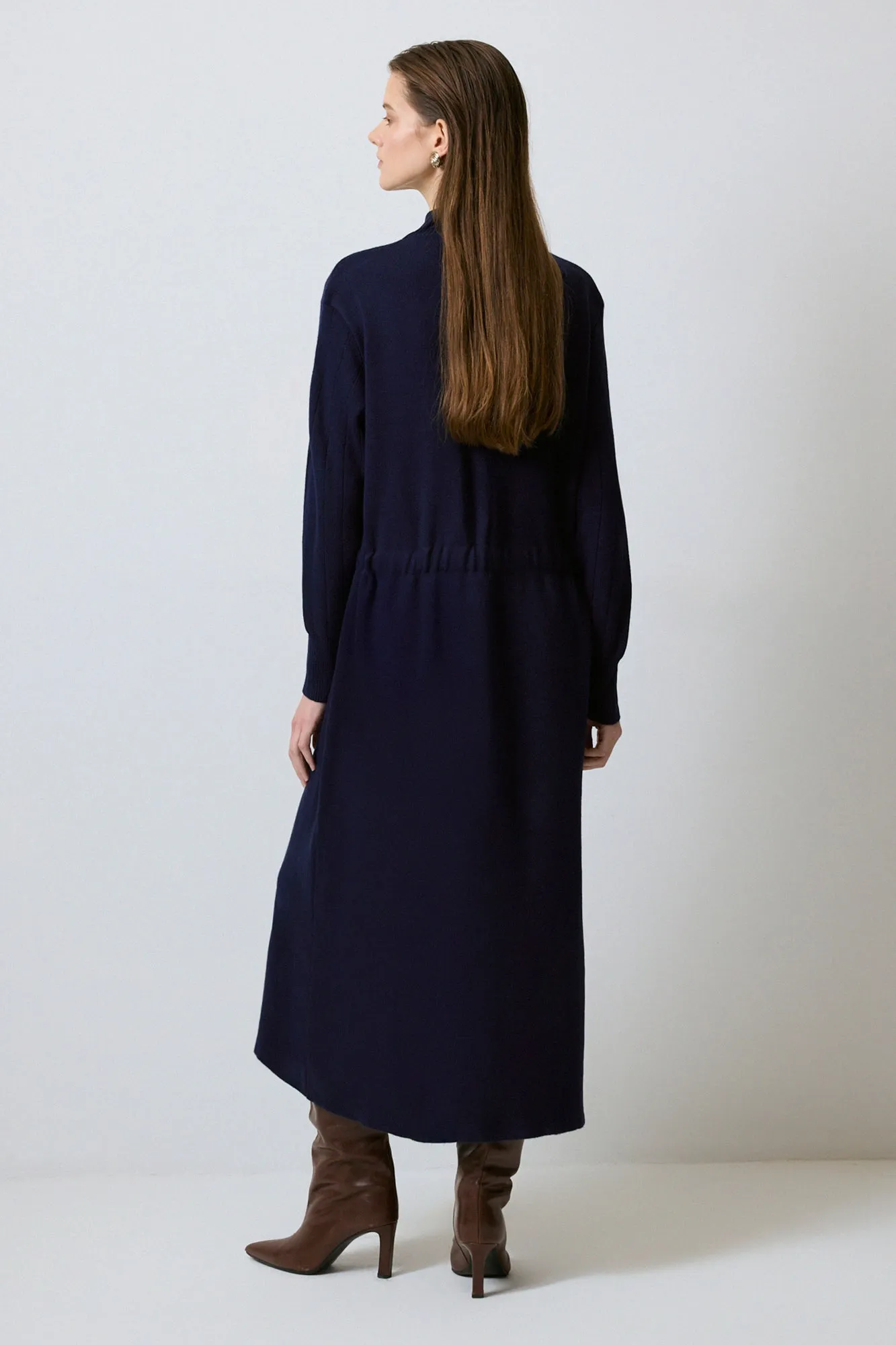 BELTED WAIST KNIT DRESS