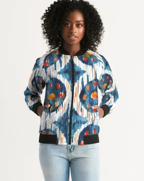 Blue Circle Ikat Women's Bomber Jacket