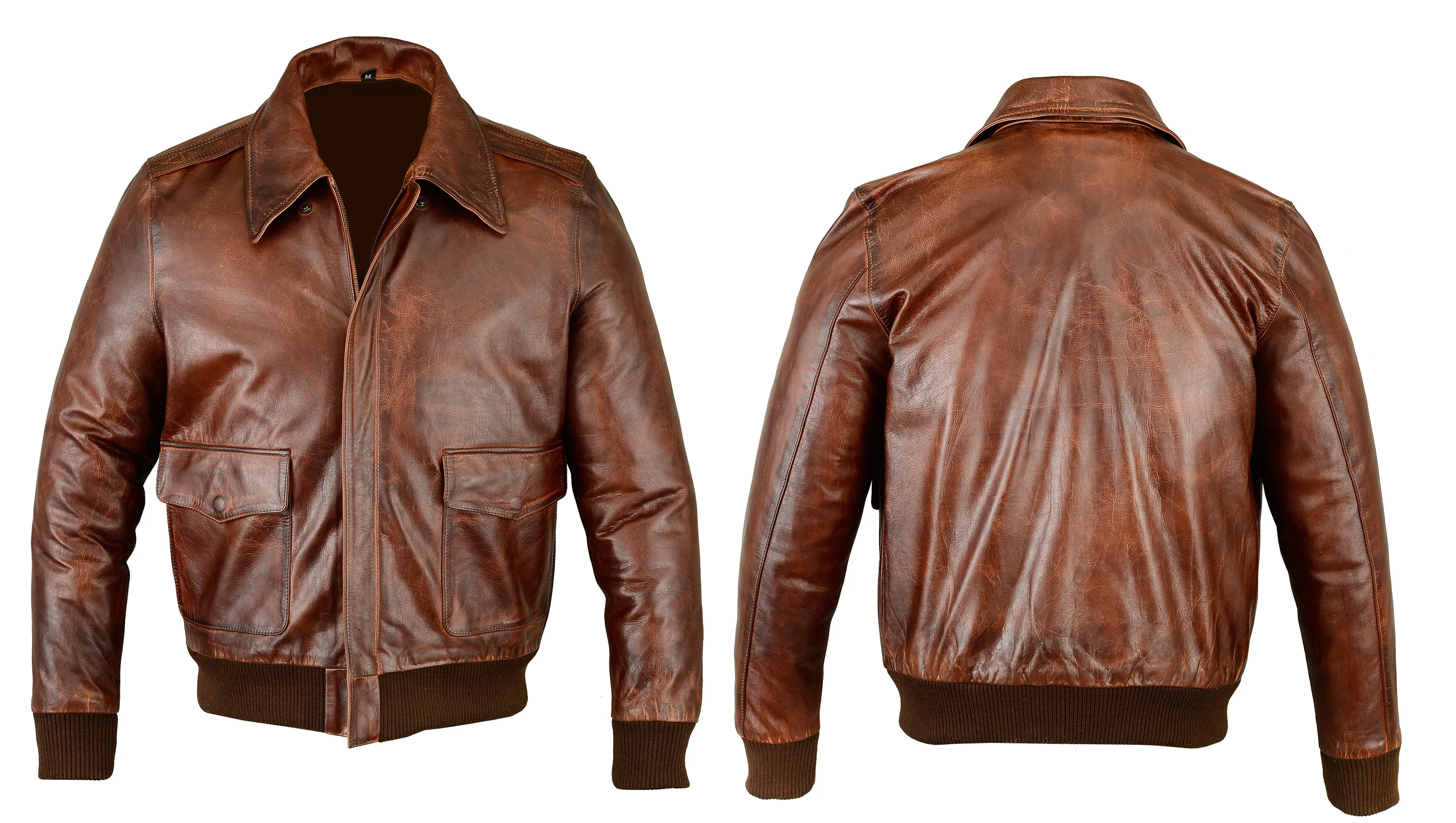 Copy of MEN'S TYPE A2 BRONCO MILITARY FLIGHT REAL GOATSKIN LEATHER JACKET