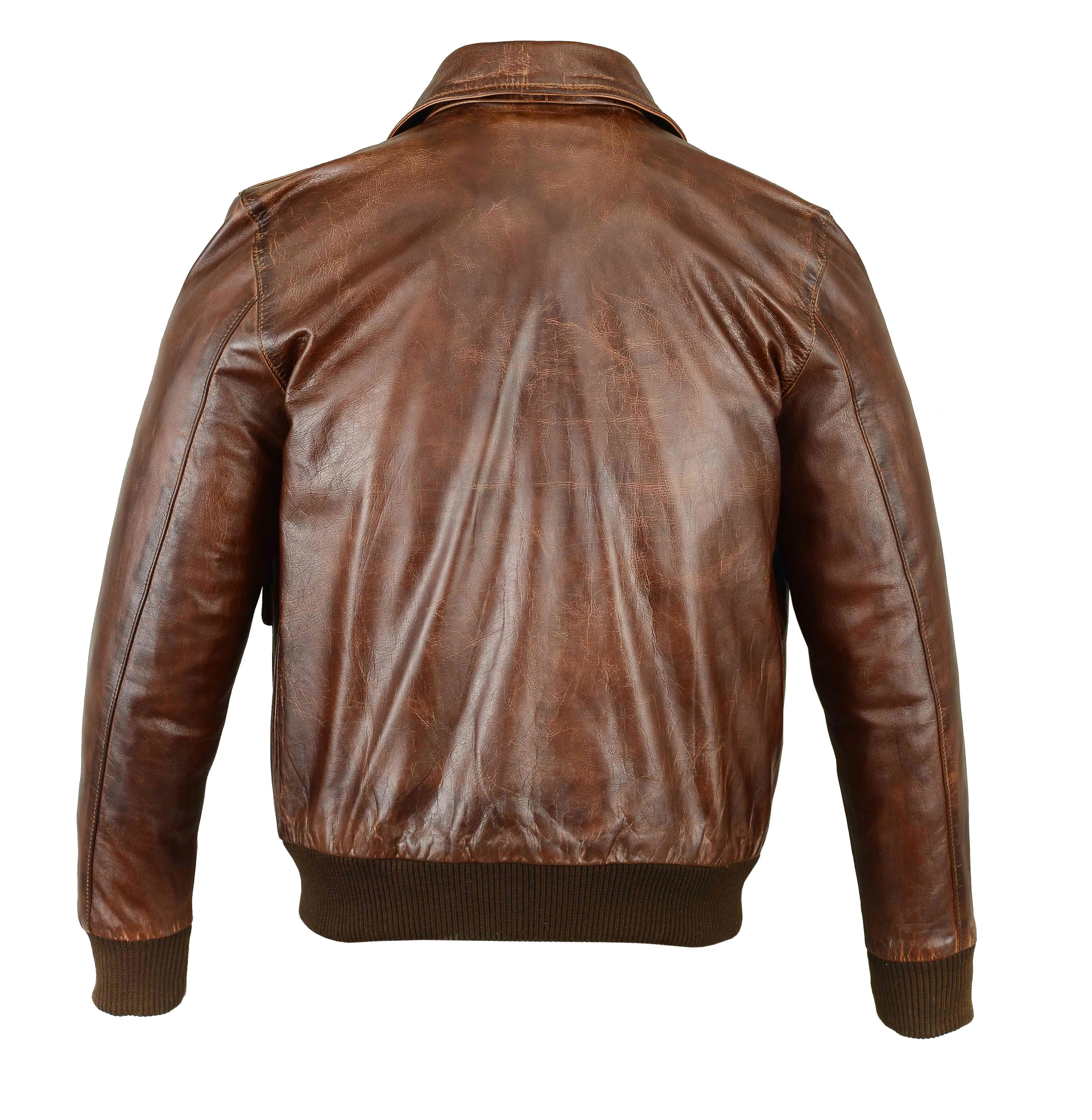 Copy of MEN'S TYPE A2 BRONCO MILITARY FLIGHT REAL GOATSKIN LEATHER JACKET