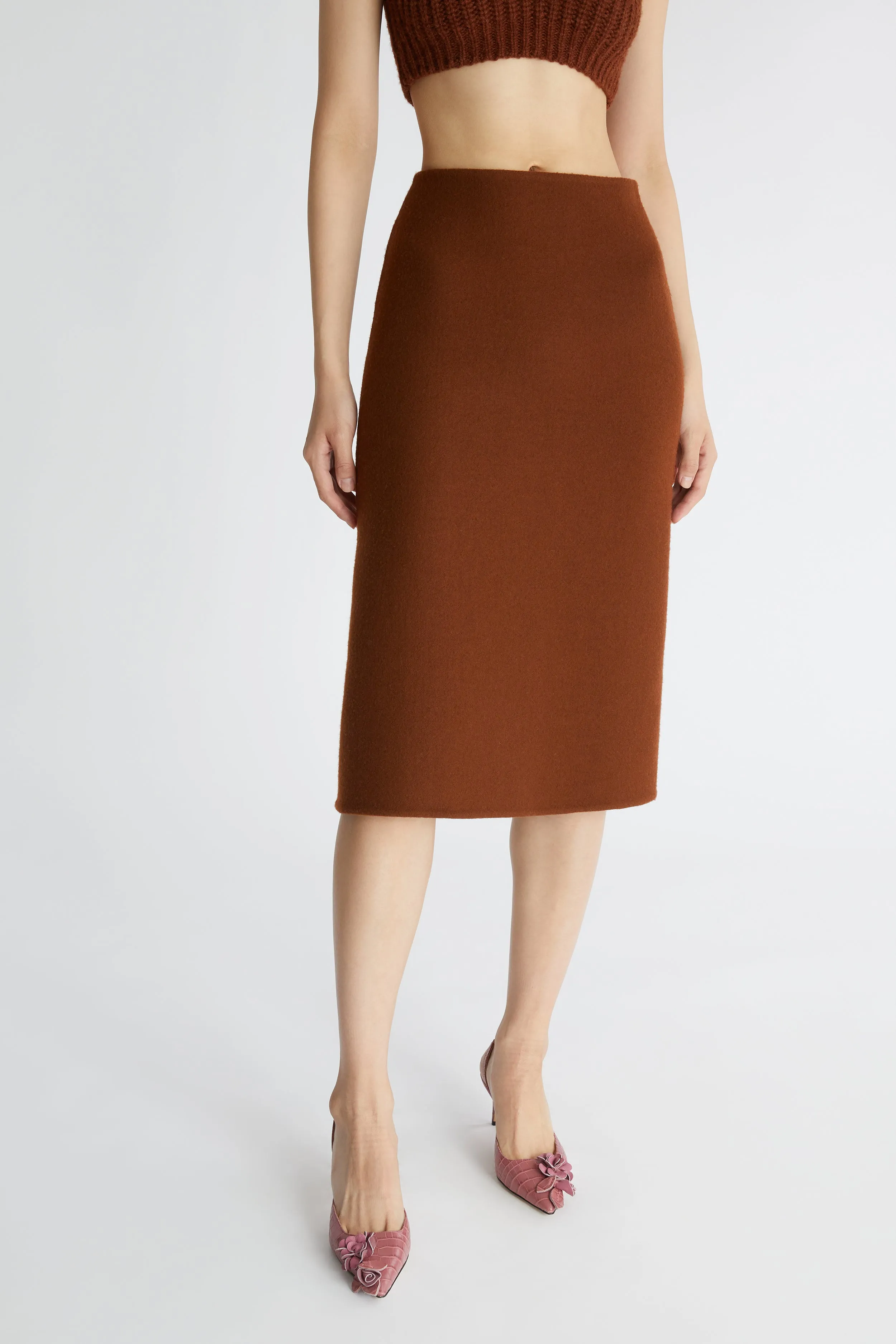 Double wool pencil skirt