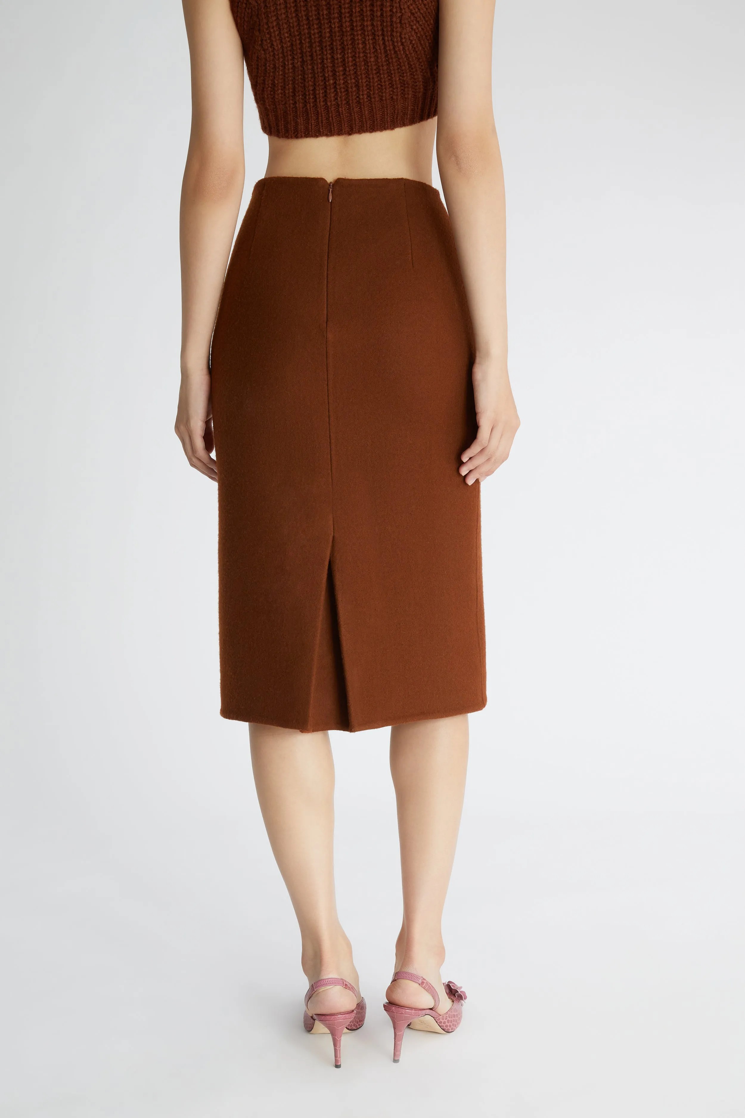 Double wool pencil skirt