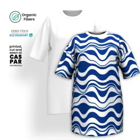 ENERGY WAVES blue - T-shirt dress (organic cotton)