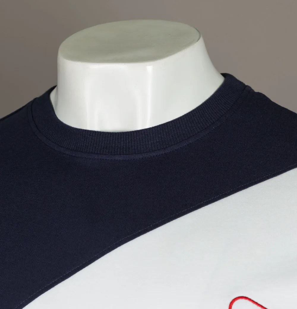 Fila Vintage Fabrizio Stripe Cut And Sew T-Shirt White