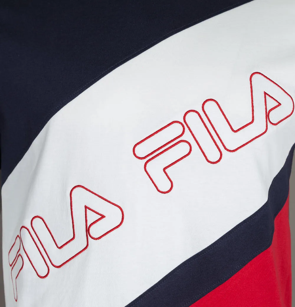 Fila Vintage Fabrizio Stripe Cut And Sew T-Shirt White