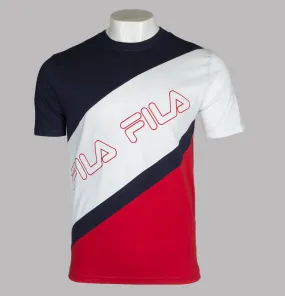 Fila Vintage Fabrizio Stripe Cut And Sew T-Shirt White