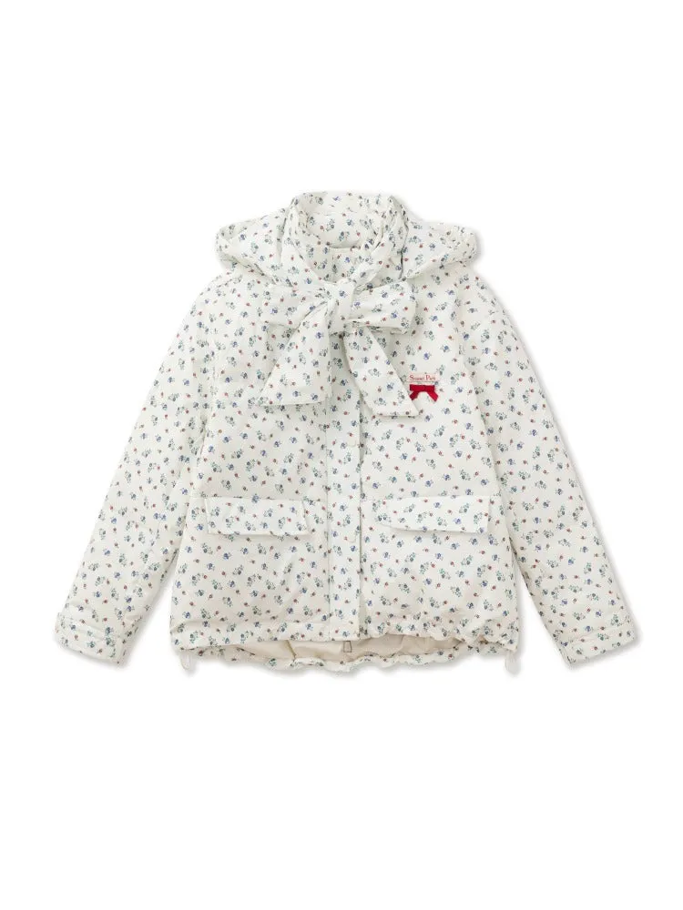 Floral Down Jacket & Skirt Set