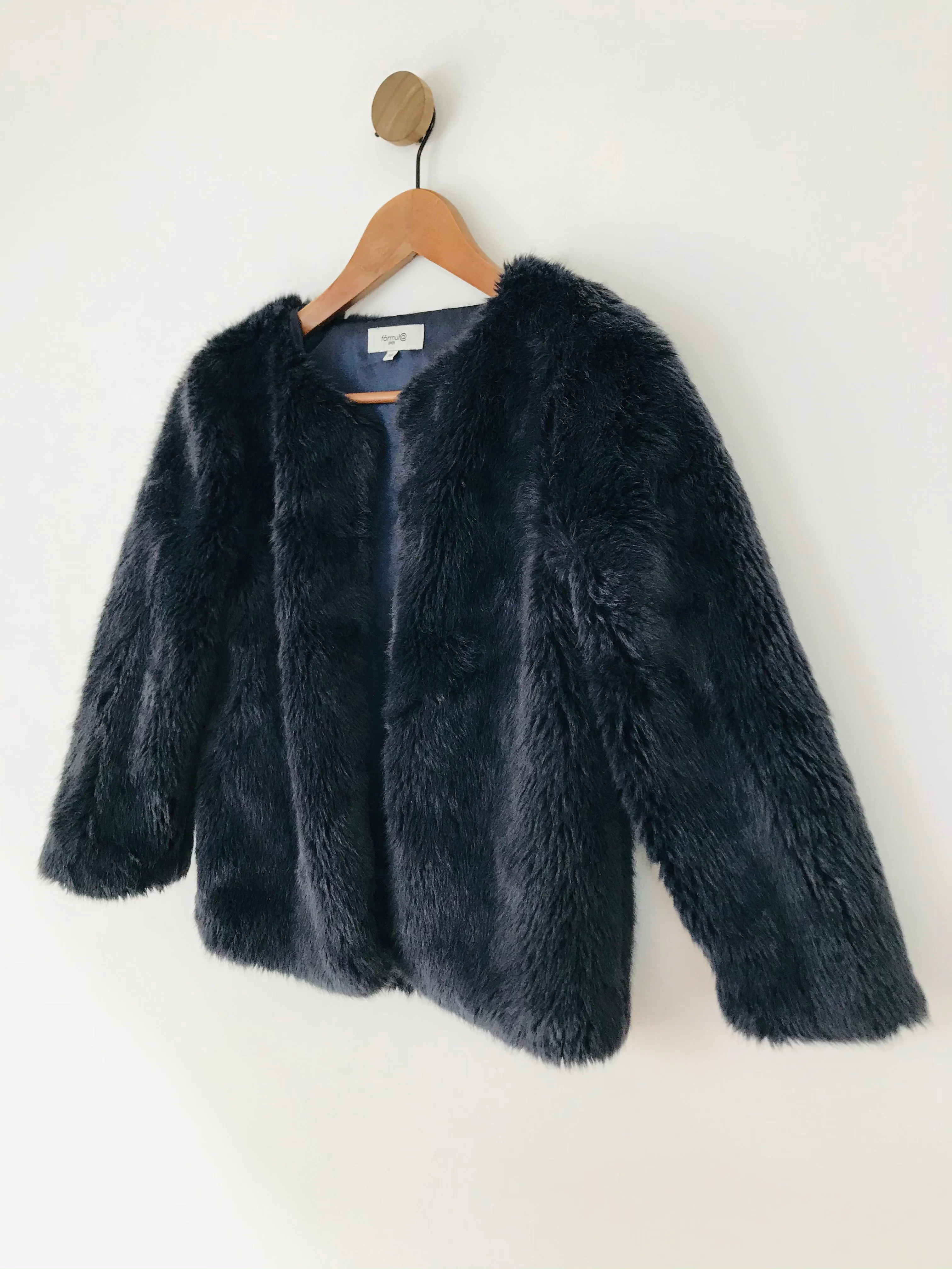 Formula Joven Women's Faux Fur Teddy Cropped Jacket | 38 UK10 | Blue