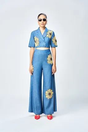 FULL FLARED PANTS OF ( DAISY DOUBLE BREAST TOP )