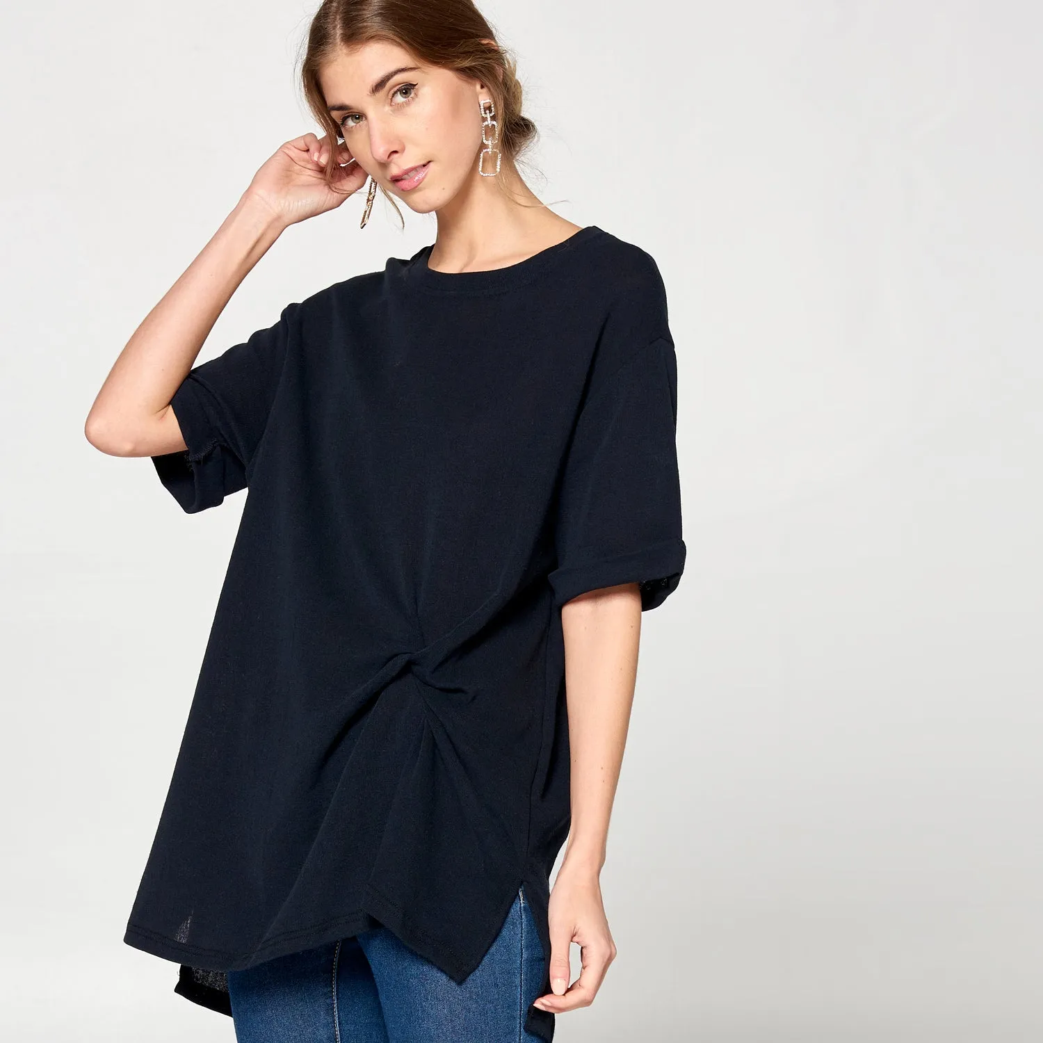 Gathered Side Knit Top