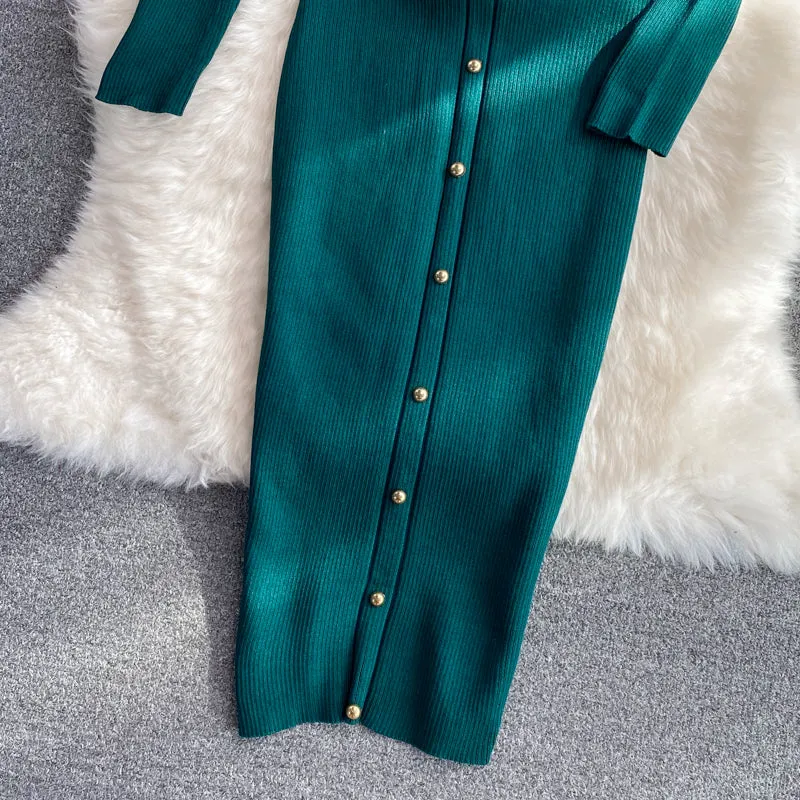 Halterneck V-neck Stretch-knit Dress