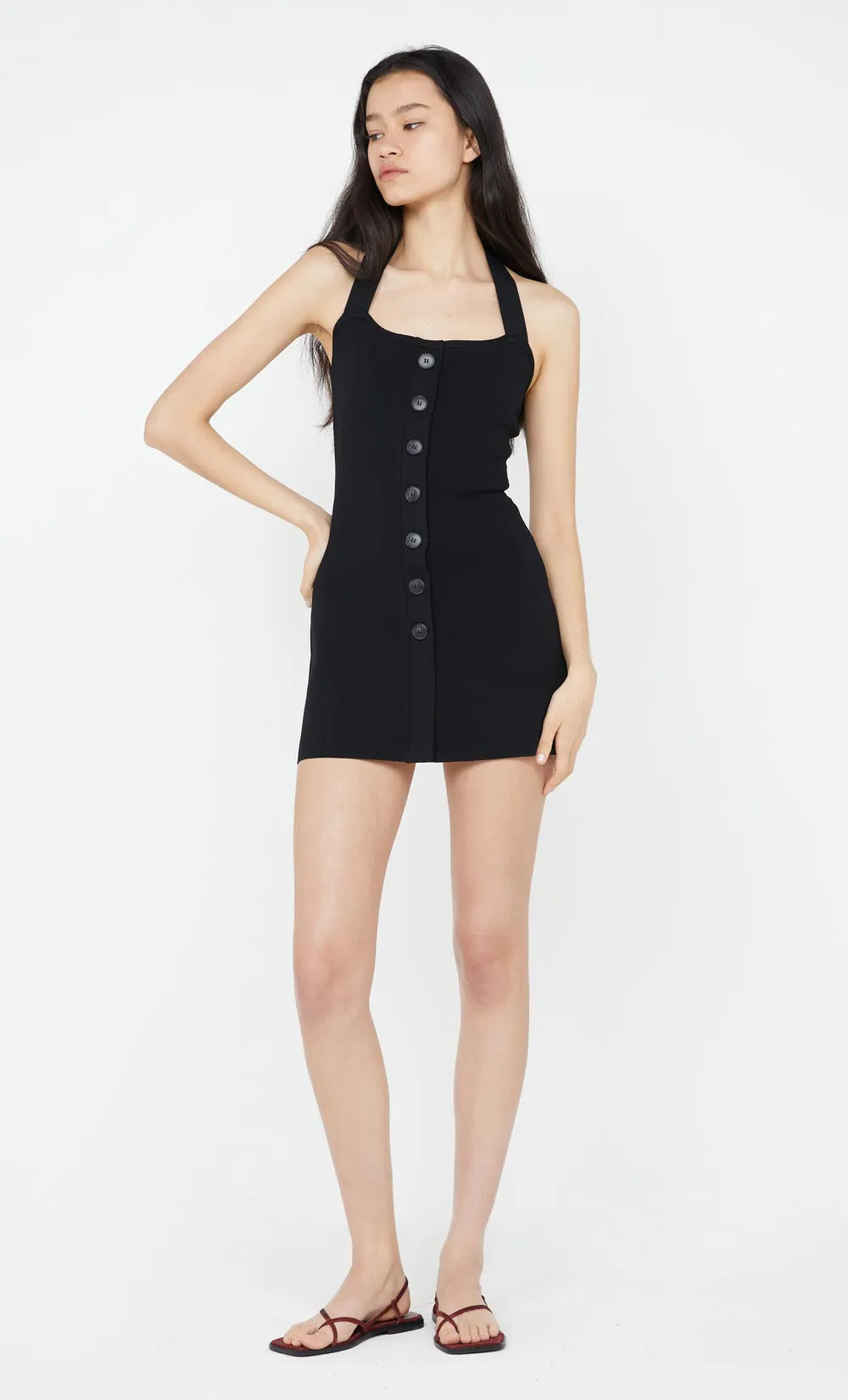 ILORA HALTER MINI DRESS - BLACK