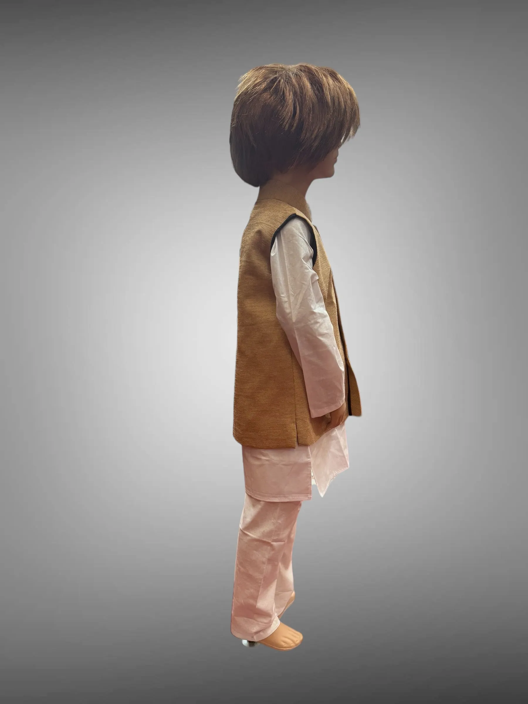 Khaadi Silk Plain Light Latte Gold Kids Vest