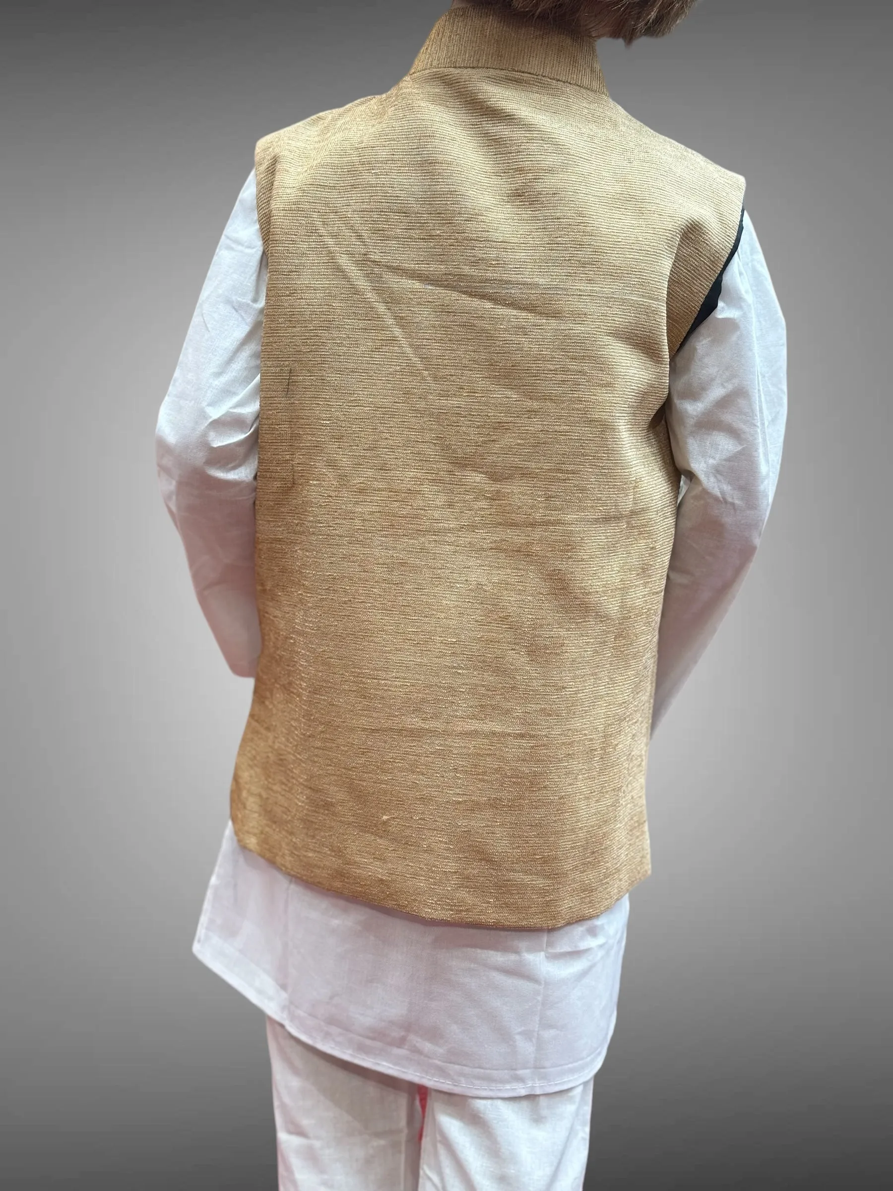 Khaadi Silk Plain Light Latte Gold Kids Vest