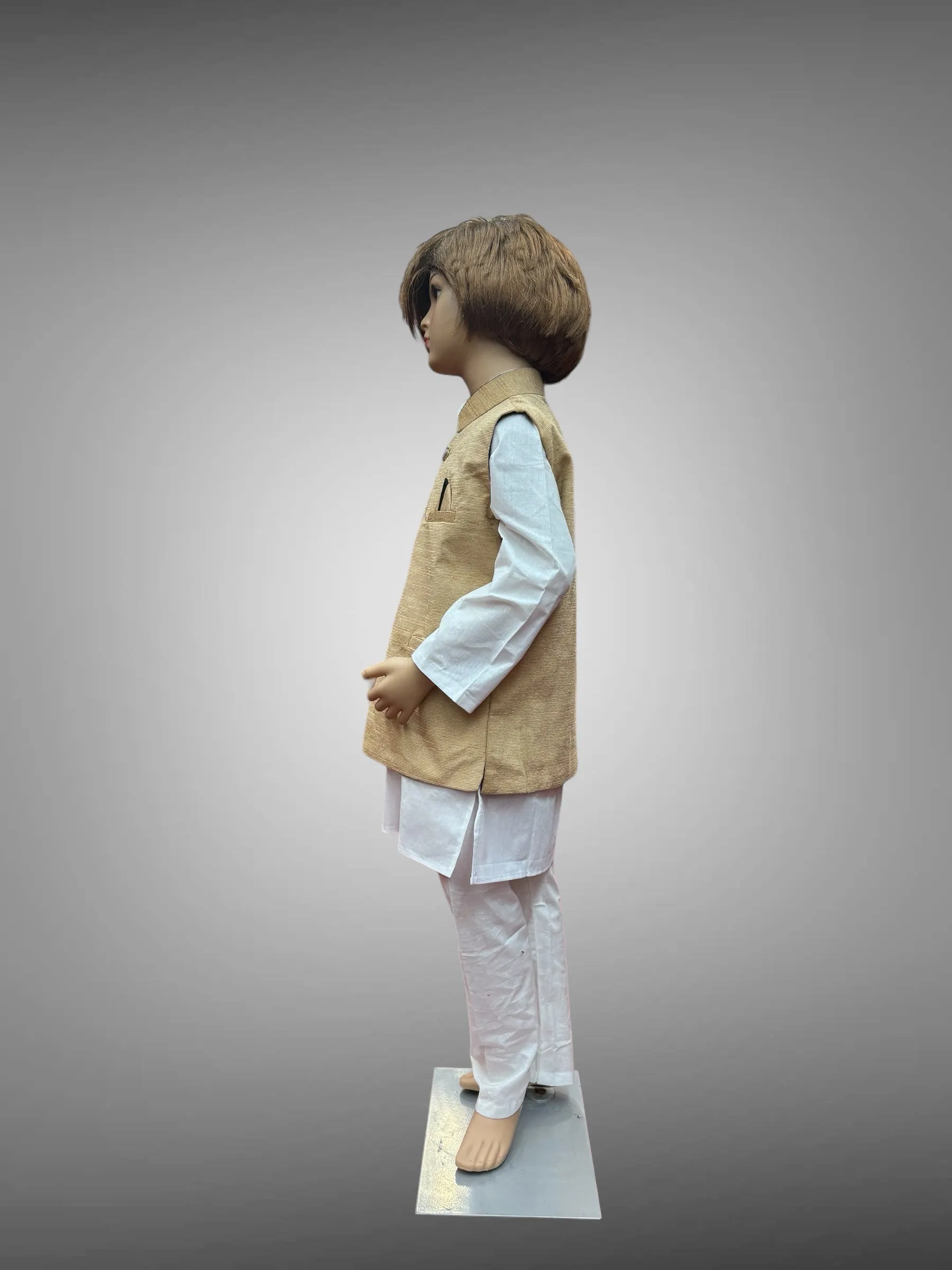 Khaadi Silk Plain Light Latte Gold Kids Vest