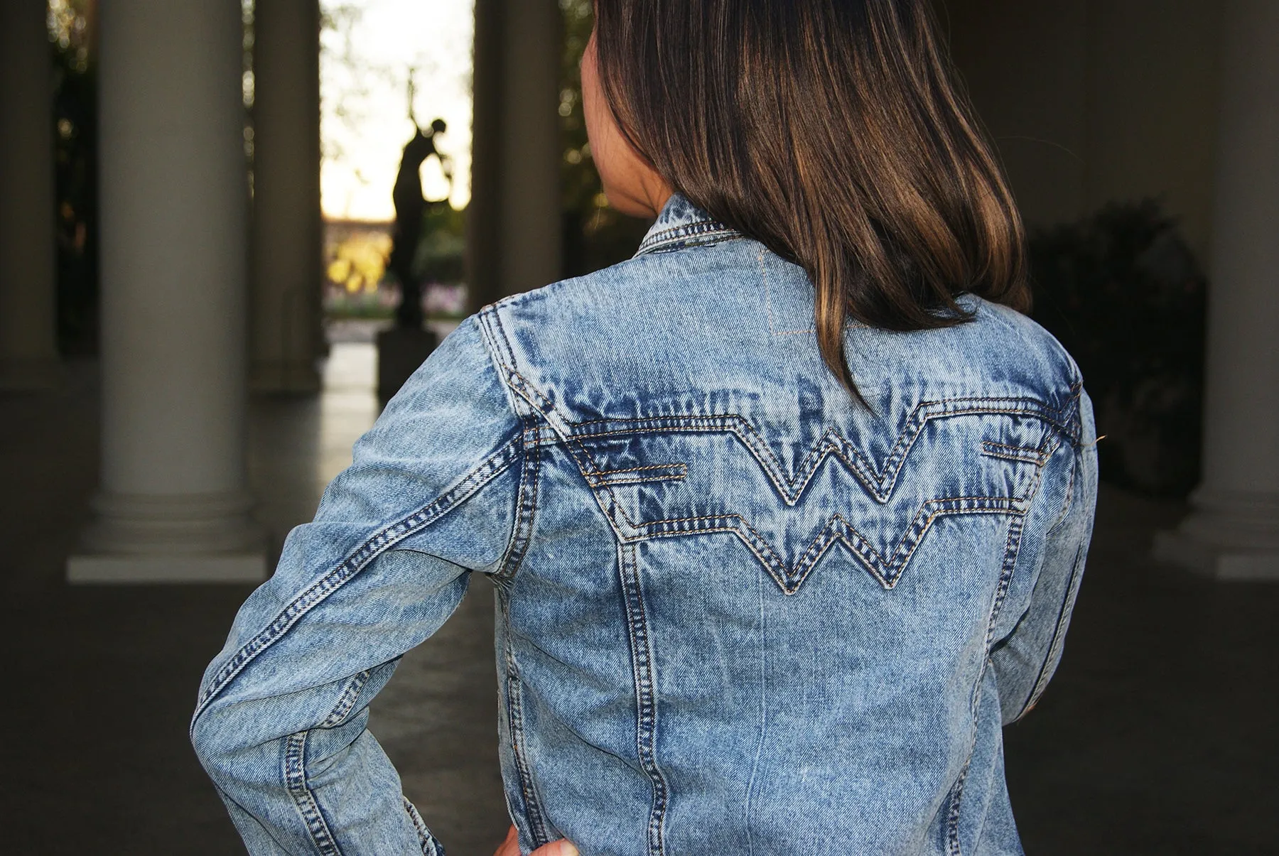 Ladies Wonder Woman 80's Acid Washed Denim Jacket