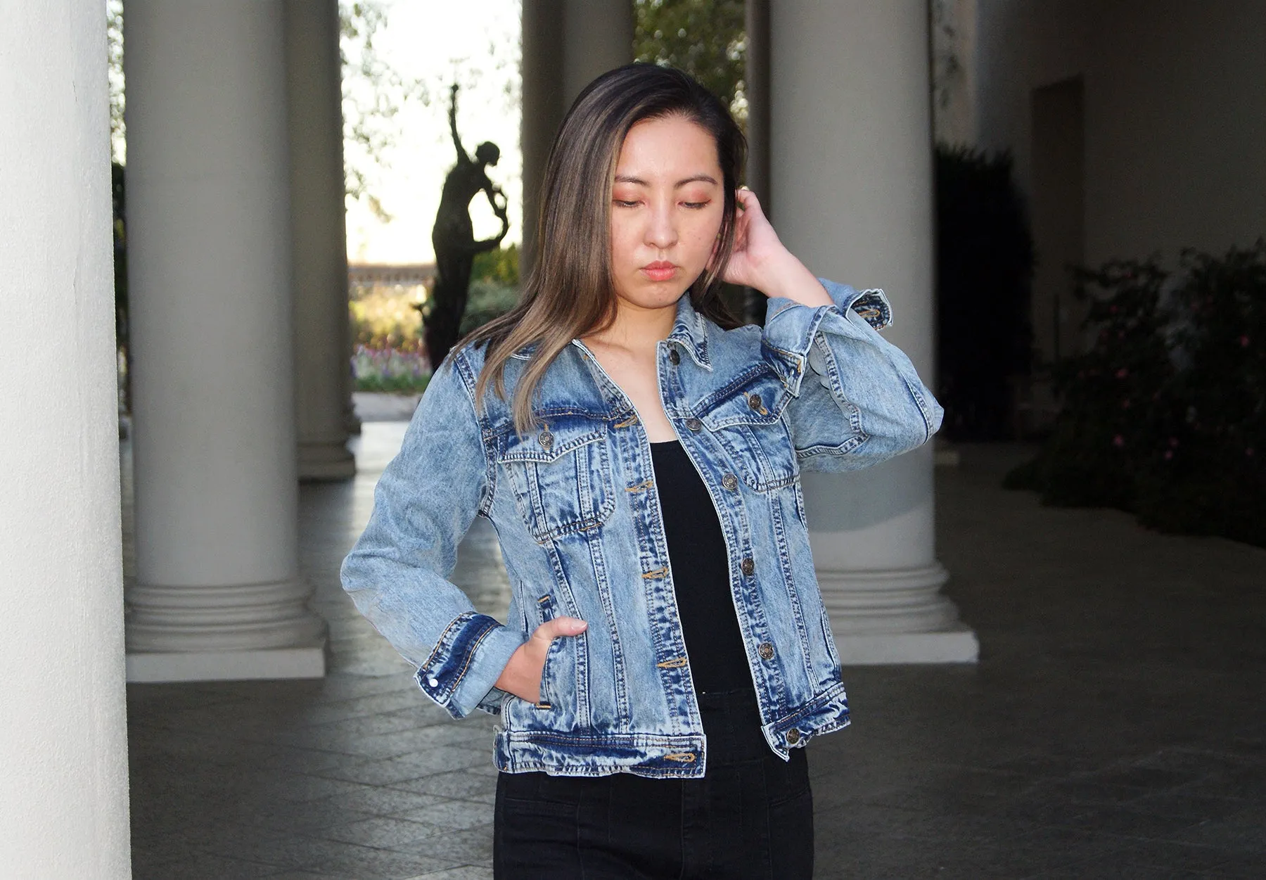 Ladies Wonder Woman 80's Acid Washed Denim Jacket