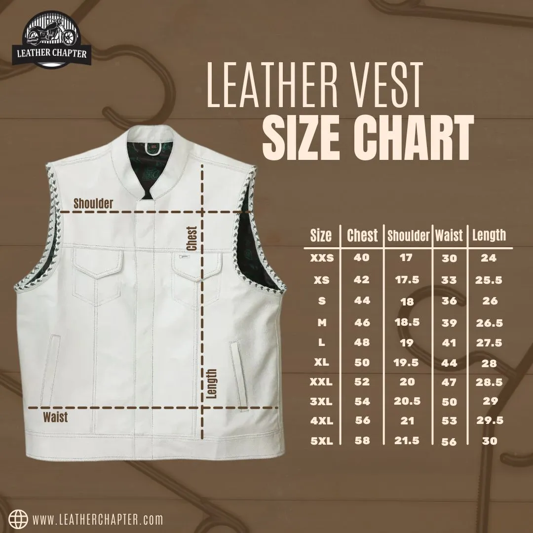 Leather Vest Diamond Quilted White Leather Vest Black Denim Vest Leather Men Vest Biker vest Motorcycle Vest Men Motorcycle Gifts For Men