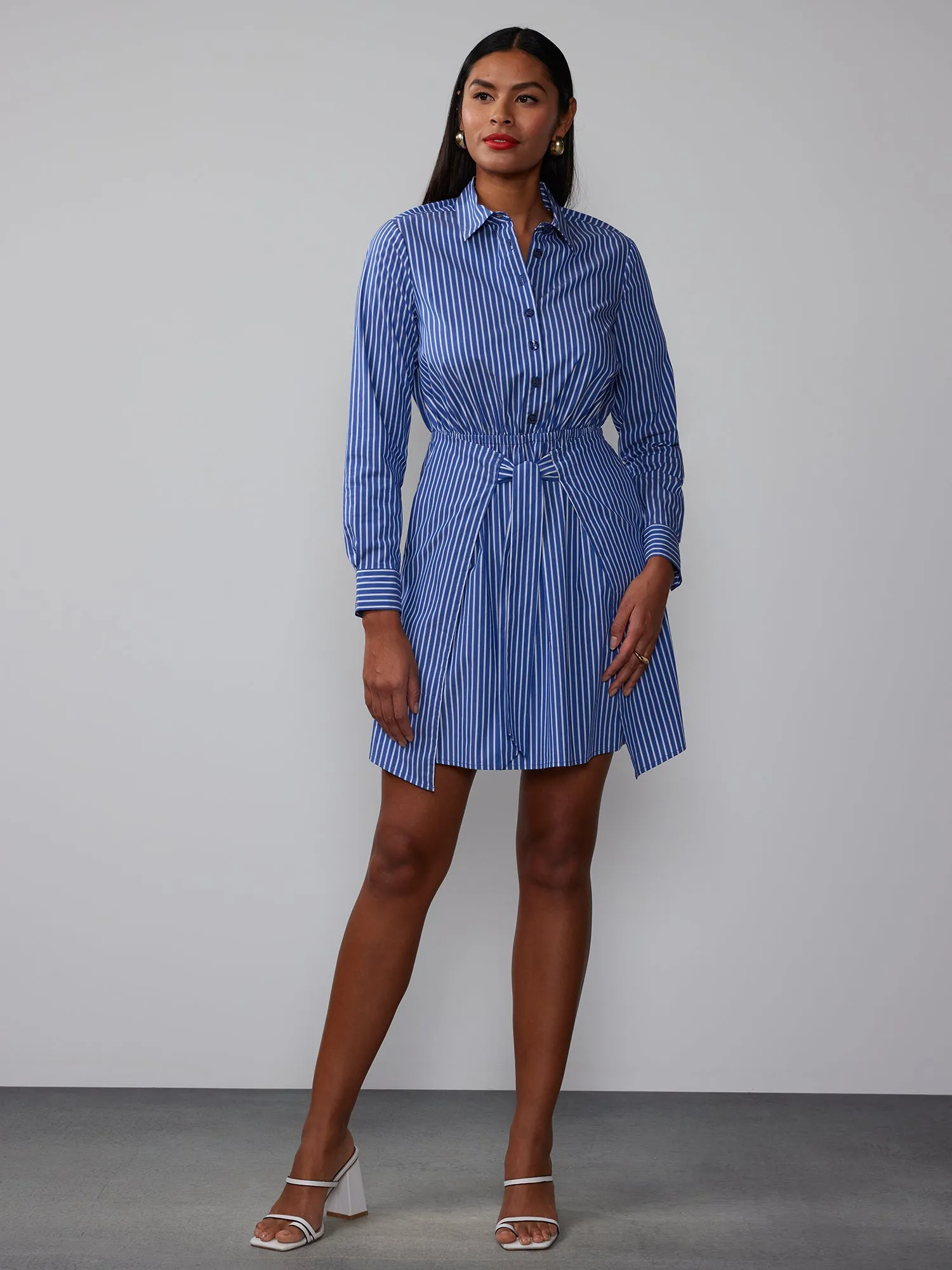 Long Sleeve Stripe Shirt Dress