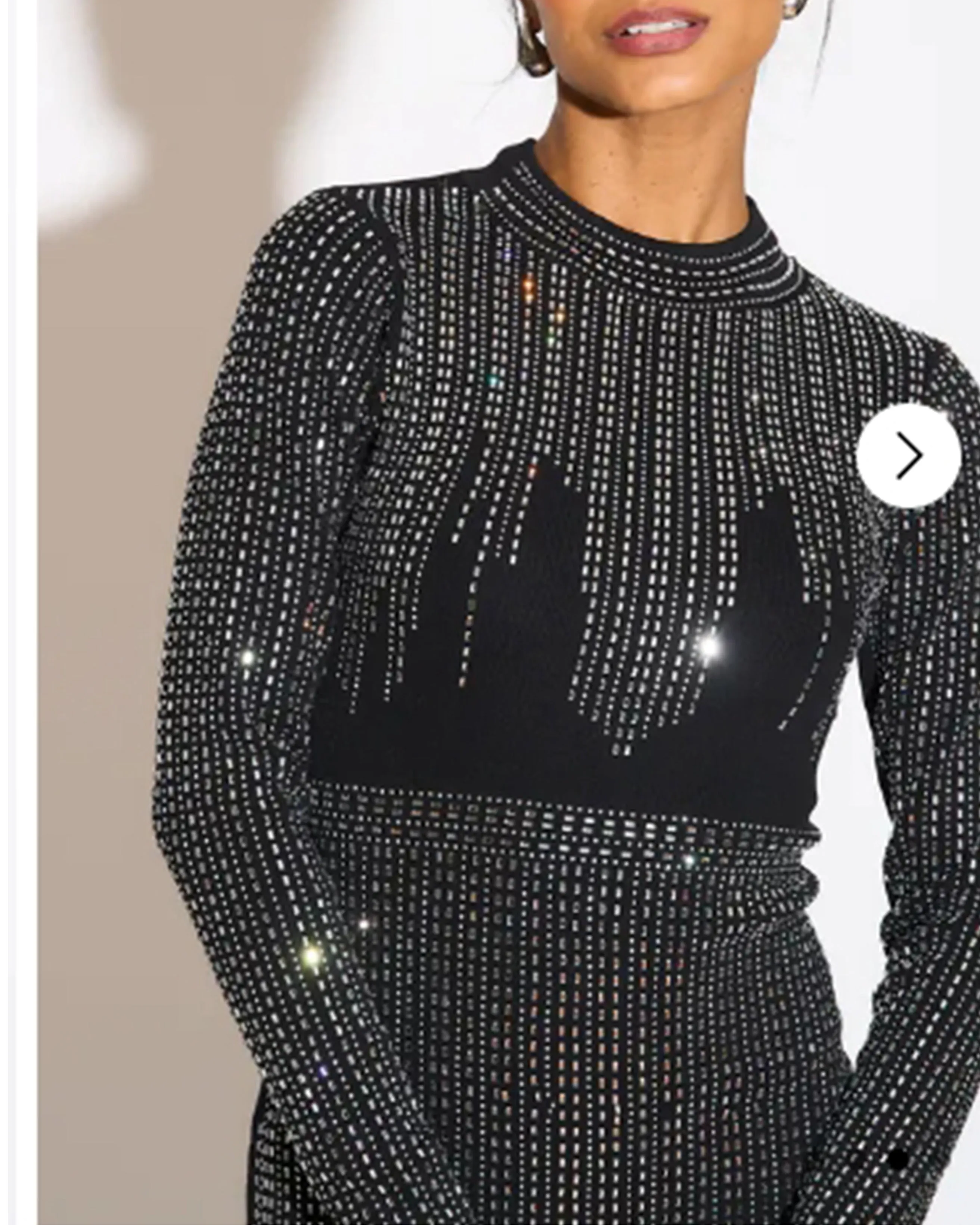 Long Sleeves Diamond Sequin short Dress in Black