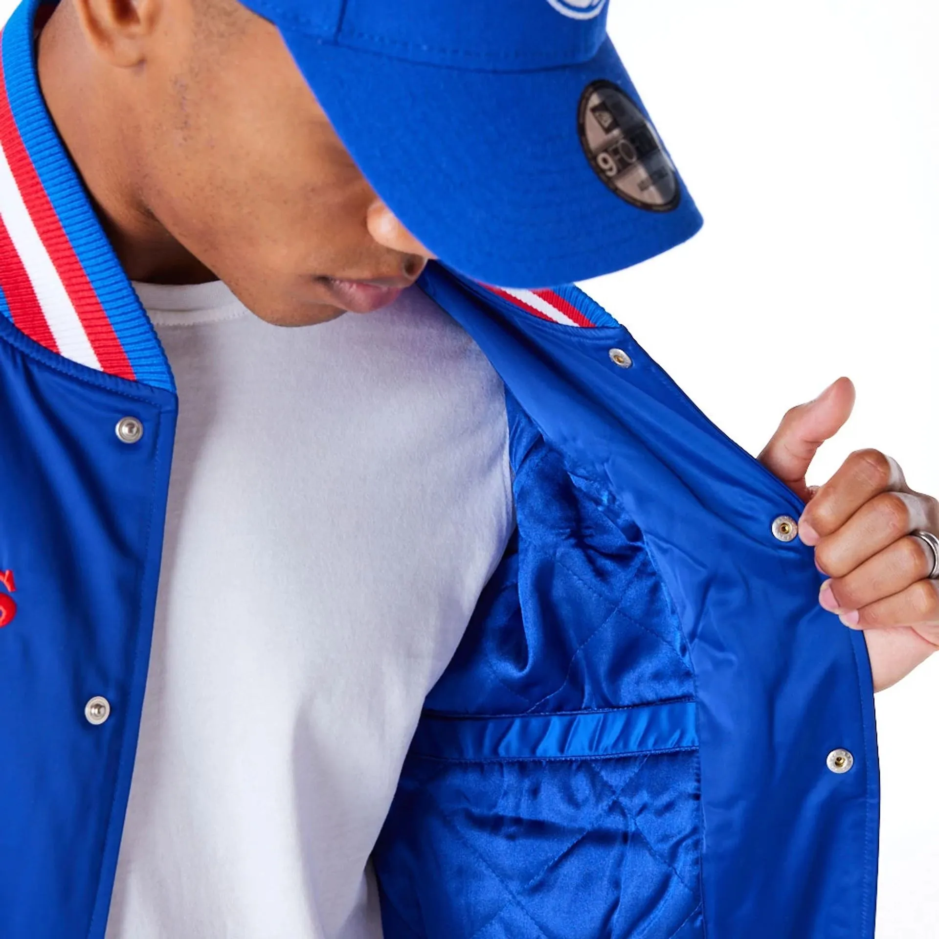 Philadelphia 76ers NBA Satin Blue Bomber Jacket