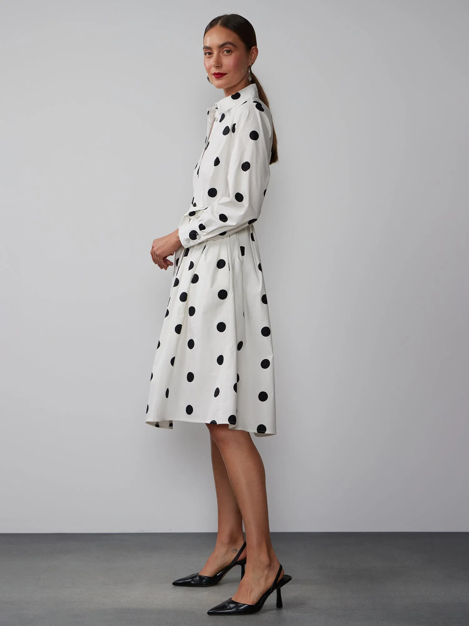 Poplin Polka Dot Shirt Dress