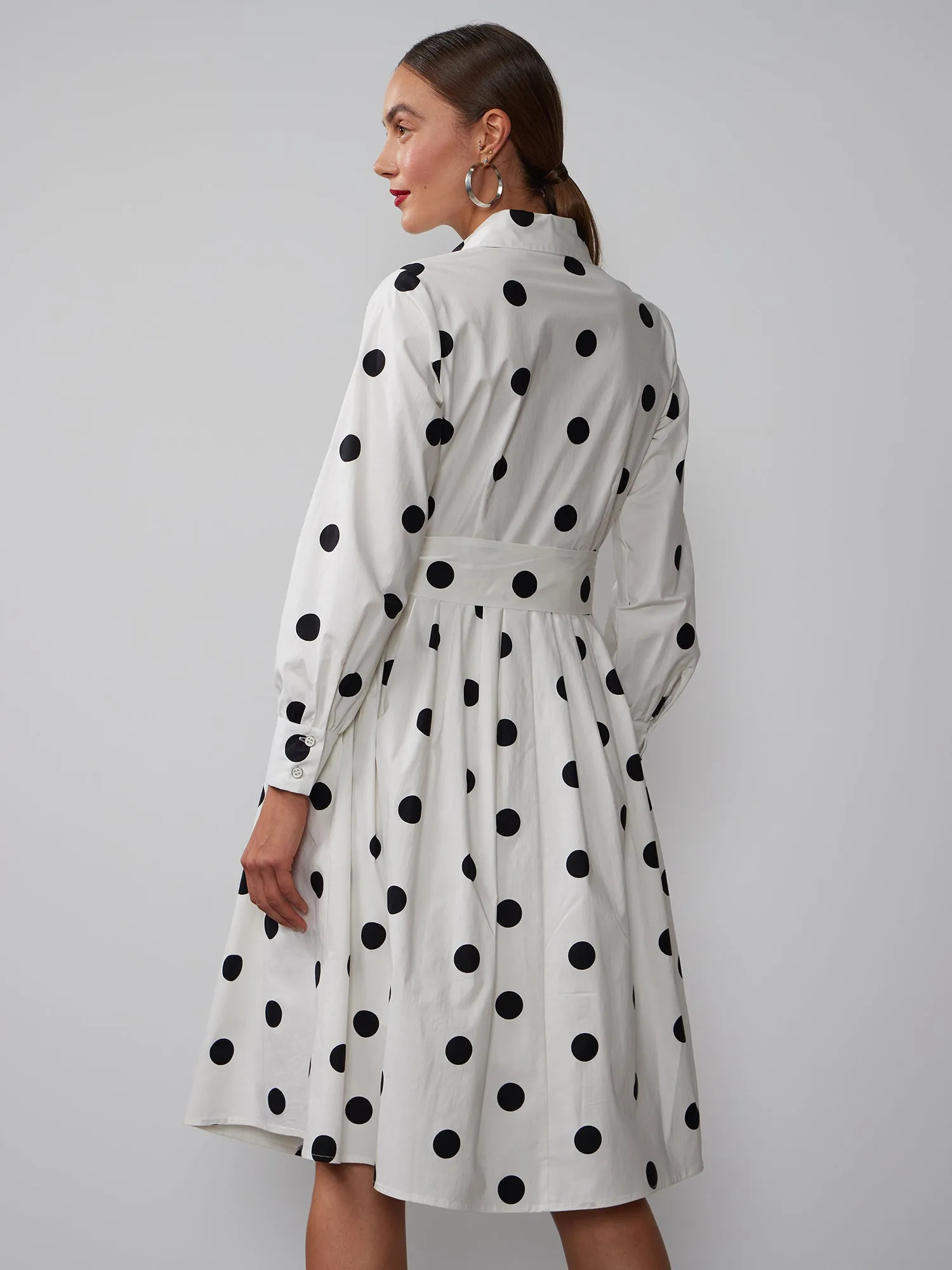 Poplin Polka Dot Shirt Dress