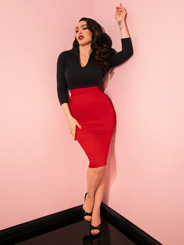 PRE-ORDER - Vixen Pencil Skirt in Red - Vixen by Micheline Pitt