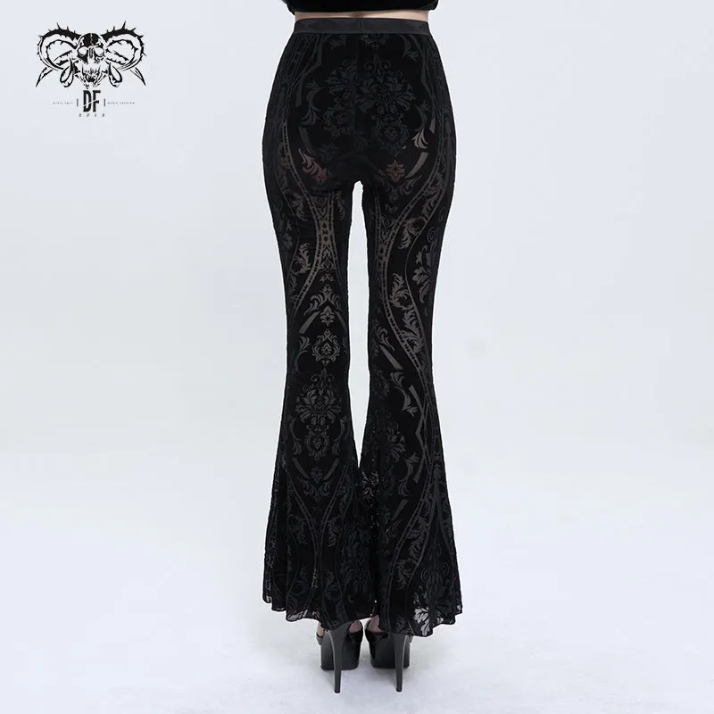 PT192 Gothic flocked pattern basic style flared trousers