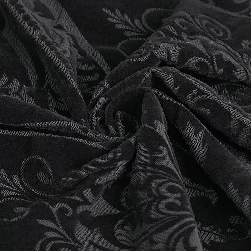 PT192 Gothic flocked pattern basic style flared trousers