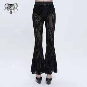 PT192 Gothic flocked pattern basic style flared trousers