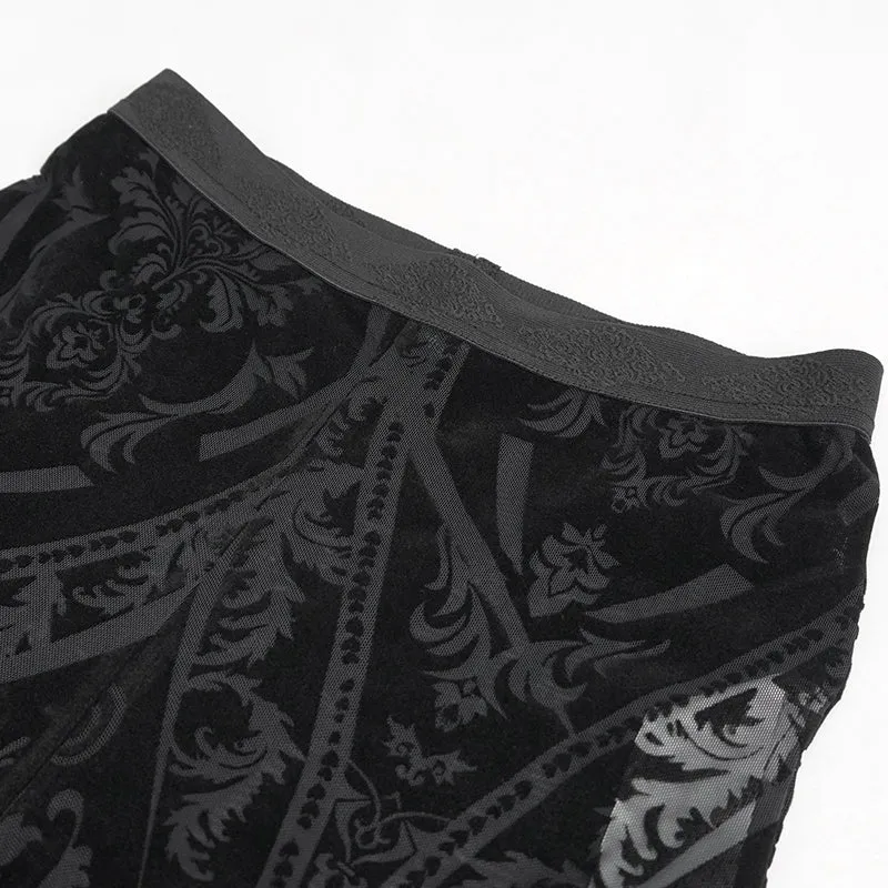 PT192 Gothic flocked pattern basic style flared trousers