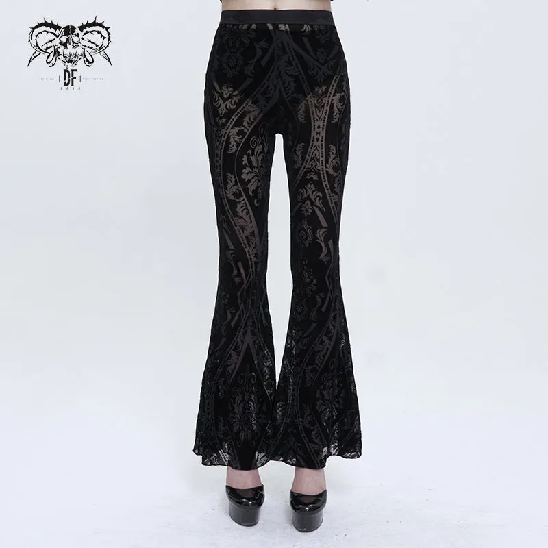 PT192 Gothic flocked pattern basic style flared trousers