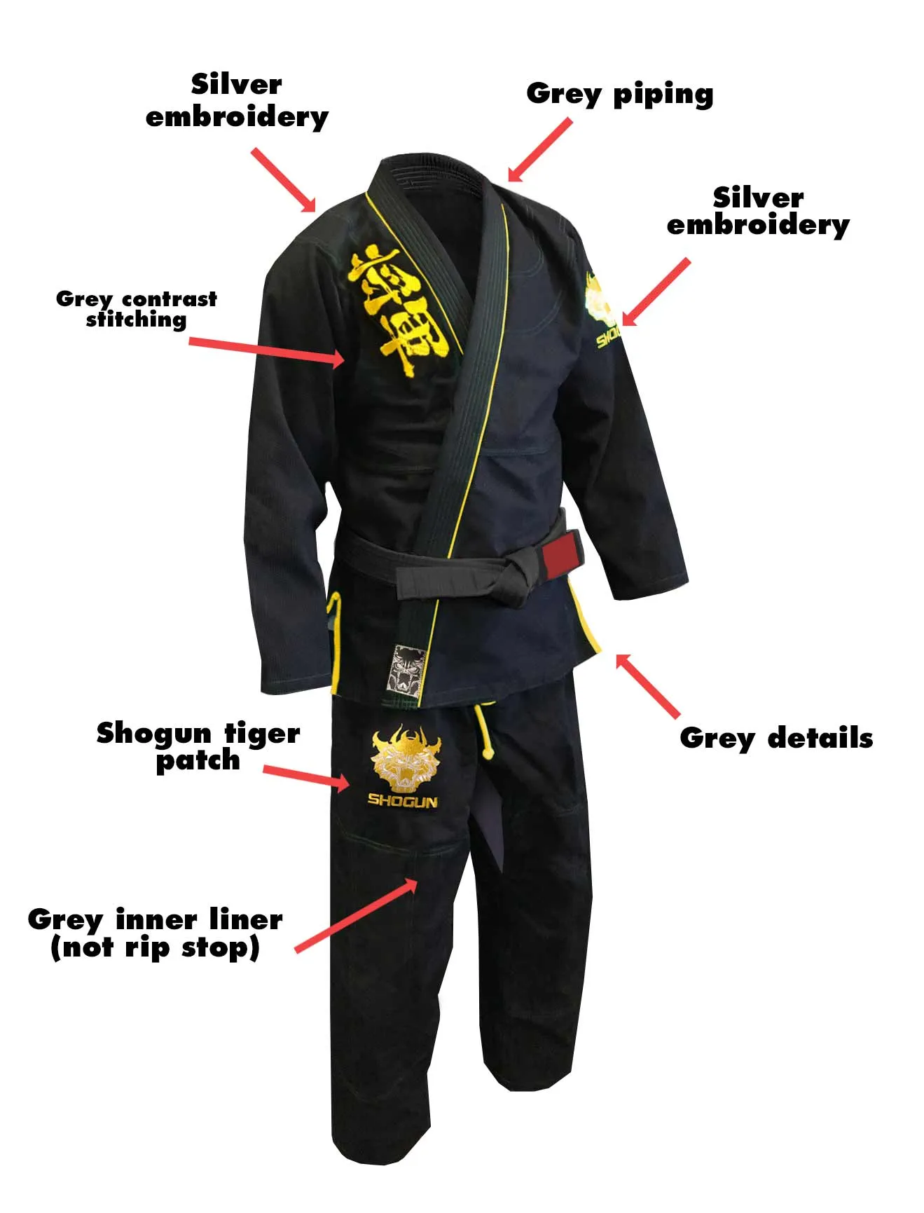 Shogun 'Kanji' Ultra-Light Black and Gold BJJ Gi