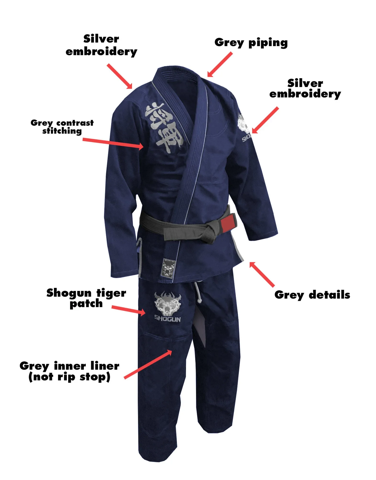 Shogun 'Kanji' Ultra-Light Blue and Silver BJJ Gi