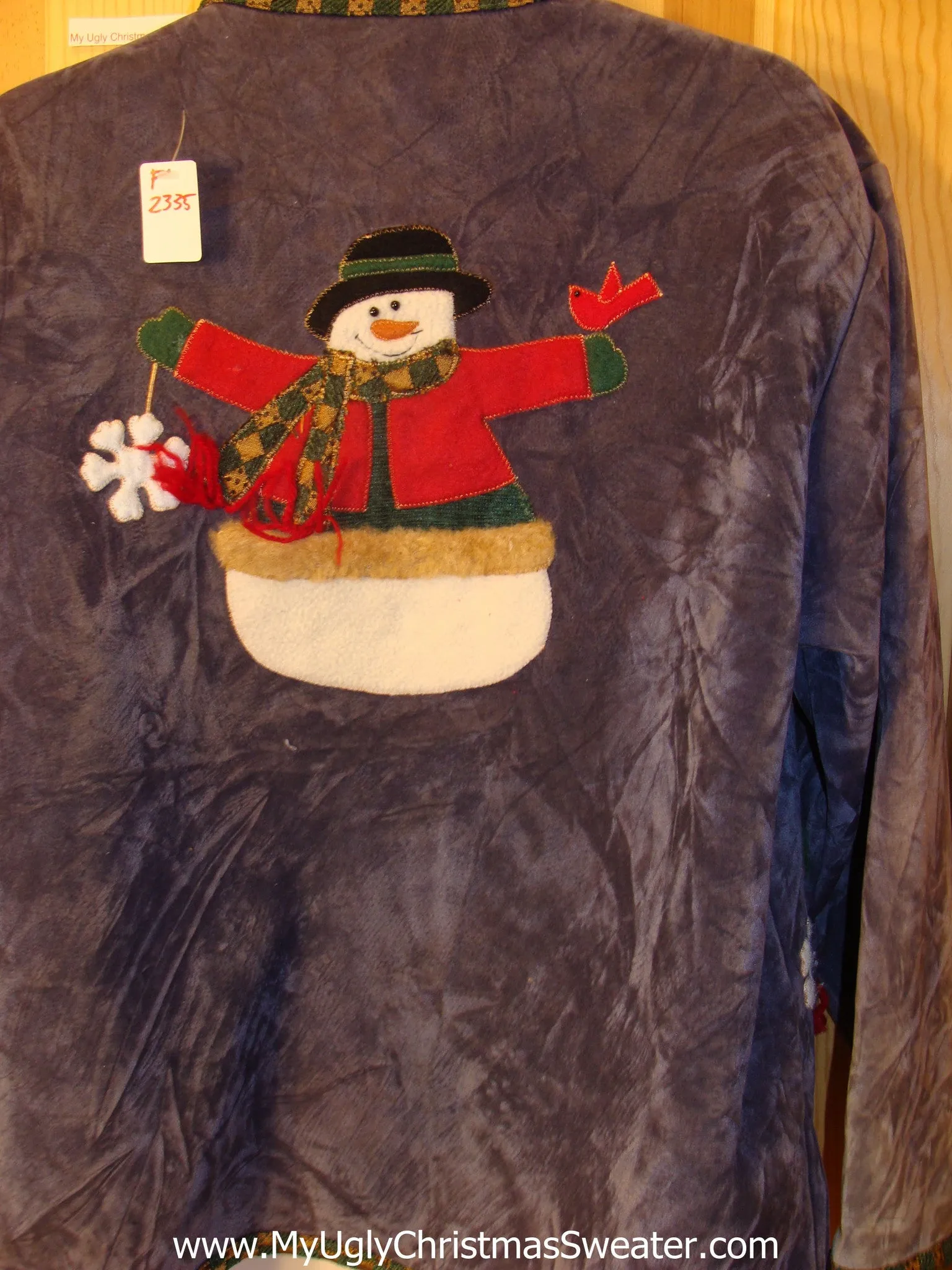 Ugly Christmas Sweater Velour Jacket Snowman