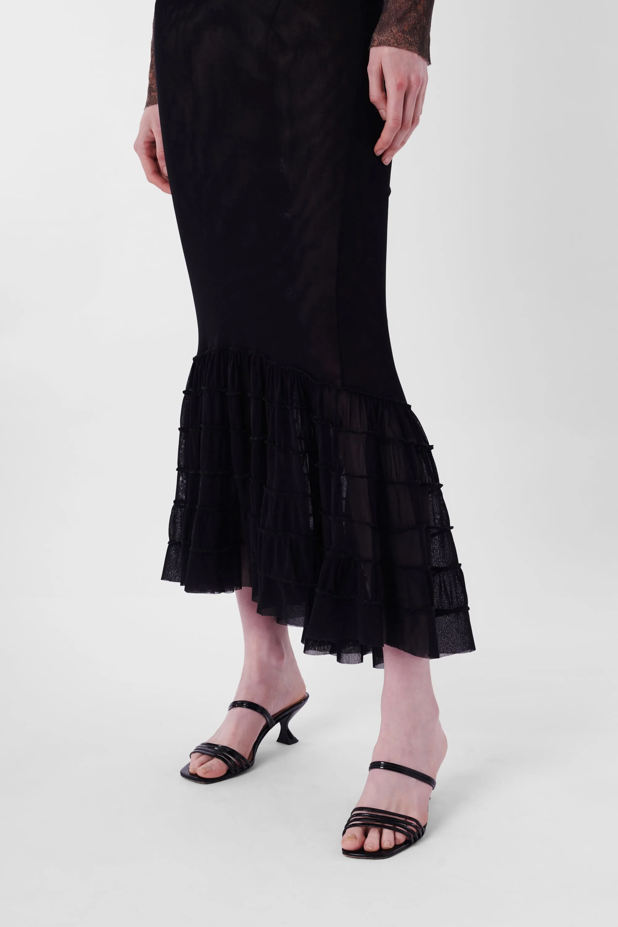 Vintage Black Mesh Maxi Skirt