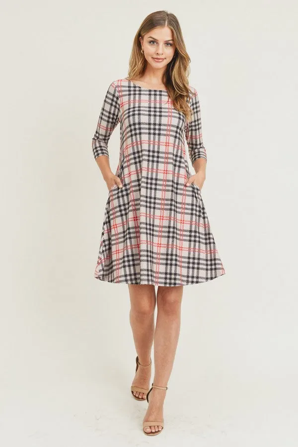 Vintage Plaid A-Line Dress