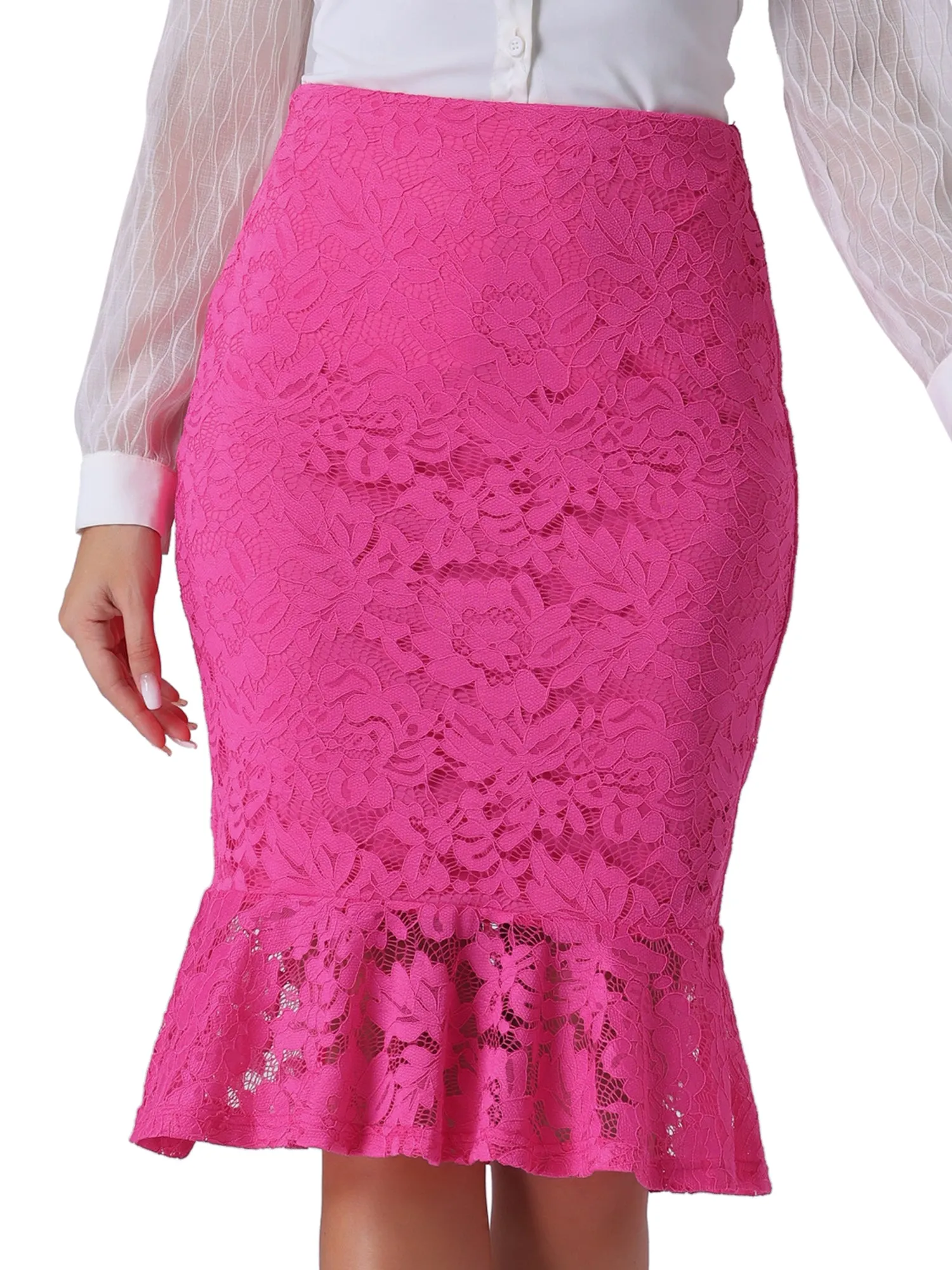 Women's Elegant Vintage Mermaid Fishtail Lace Skirt Stretch Office Bodycon Pencil Skirt
