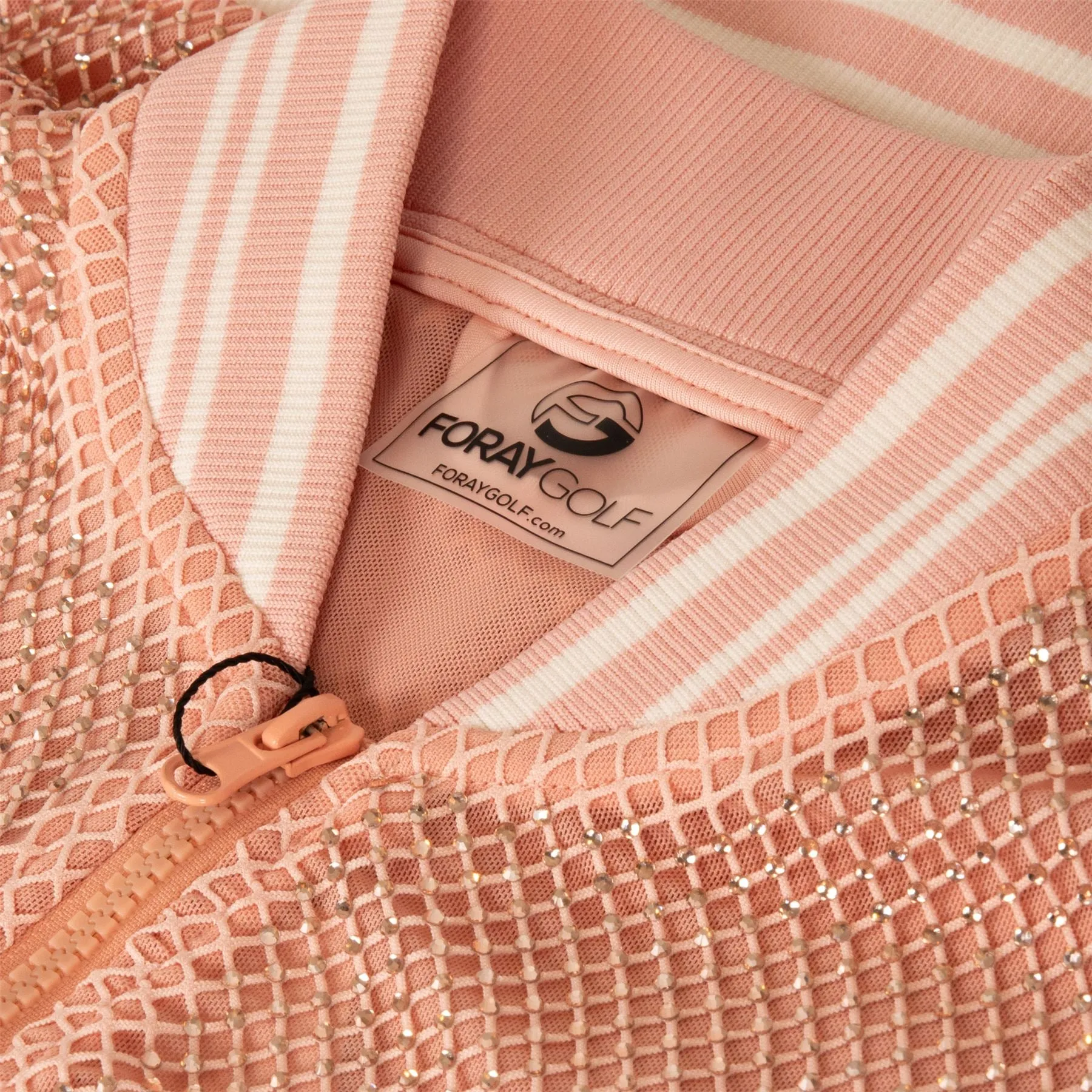 Womens Rinestone Mesh Bomber Jacket Light Pink - SS24