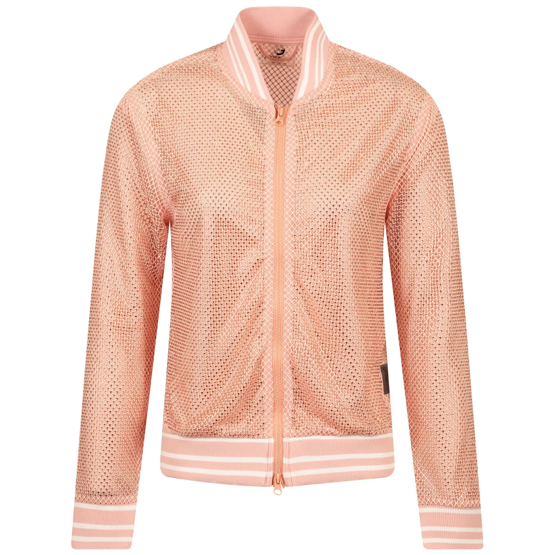 Womens Rinestone Mesh Bomber Jacket Light Pink - SS24
