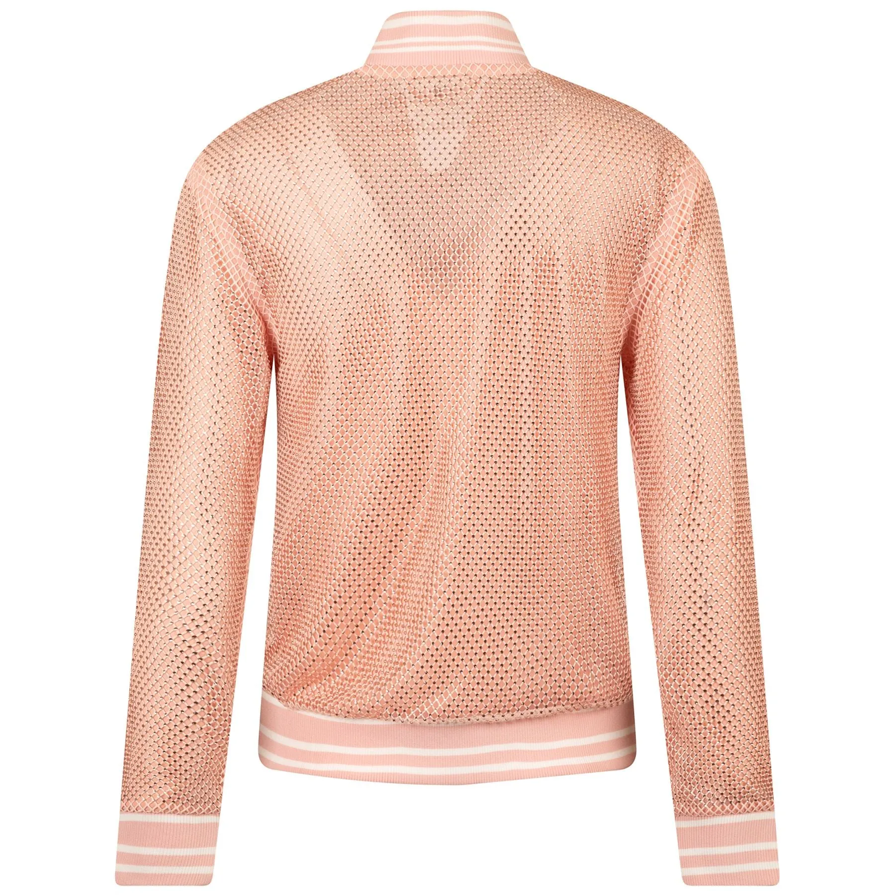 Womens Rinestone Mesh Bomber Jacket Light Pink - SS24
